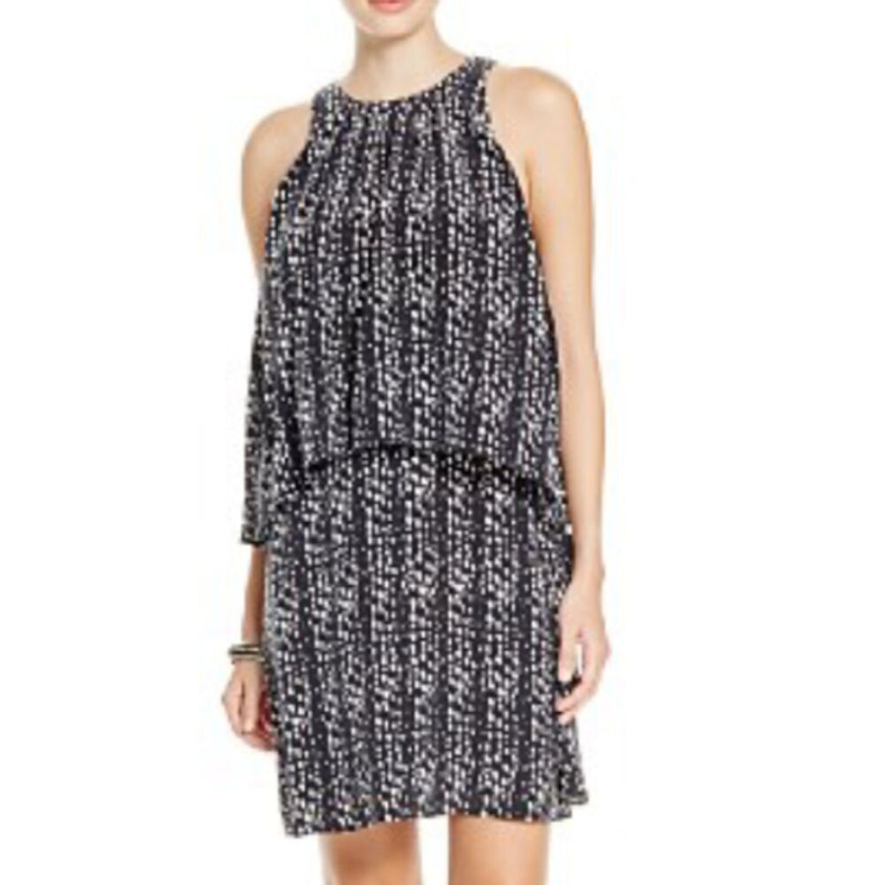 Joie Everla Sleeveless Polka Dot Printed Silk Dress in Caviar Porcelain Size XS
